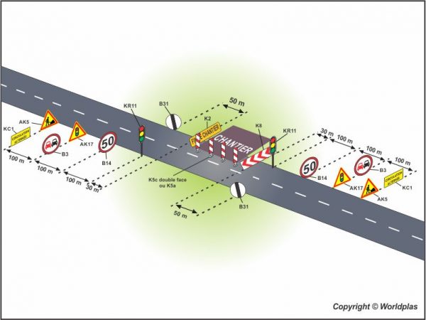 15.2- Circulation alternée à deux voies par signaux tricolores