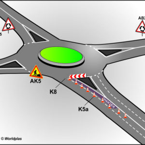 2.3 - Travaux sur carrefours avec giratoires sur voie de sortie (voie de gauche)