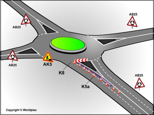 2.3 - Travaux sur carrefours avec giratoires sur voie de sortie (voie de gauche)