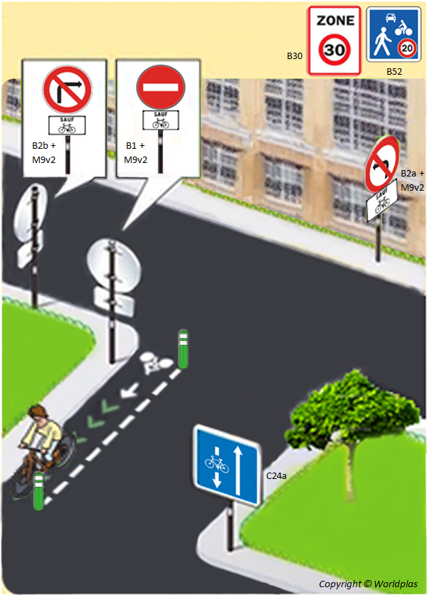 Double sens cyclable en zone 30 et zone de rencontre